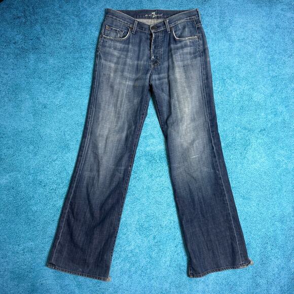 7 For All Mankind Men’s Jeans Tag 31 — Fits ~30x32 Blue Straight Button Fly USA - Picture 1 of 16